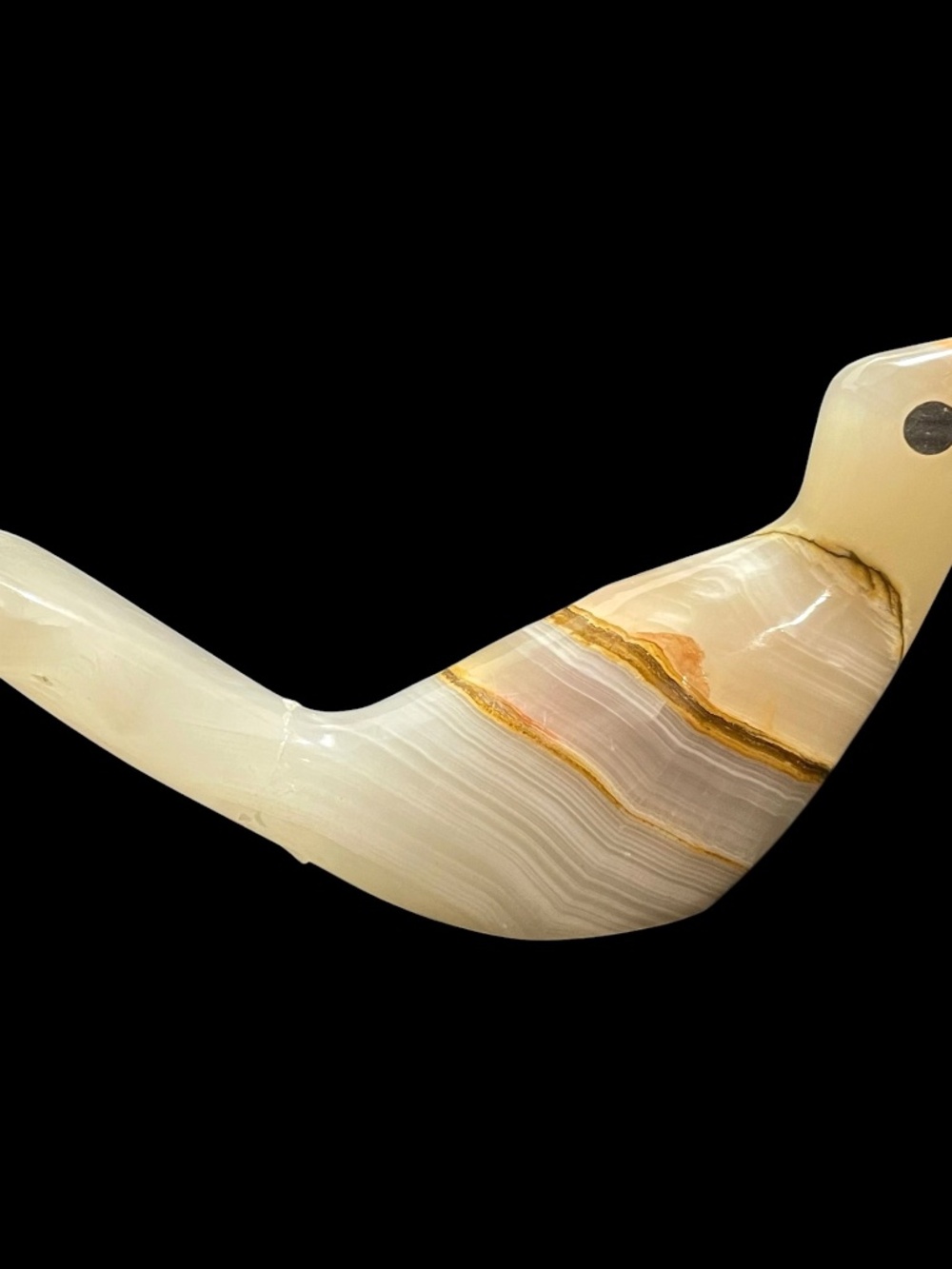 Vintage 1960s Hand Carved Onyx Marble Bird Figurine Mid-Century Modern Stoneware